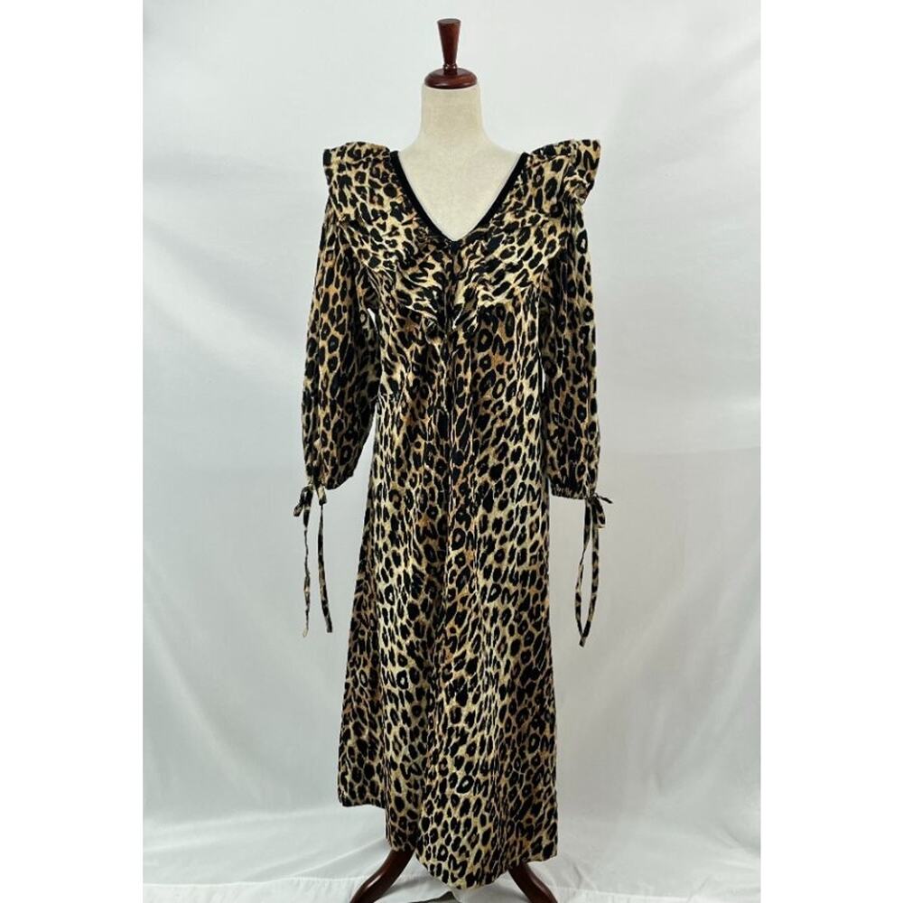DAMSON MADDER Sz 12 UK 8 US Leopard Print Barbs Ruffle Midi Dress - Picture 9 of 12